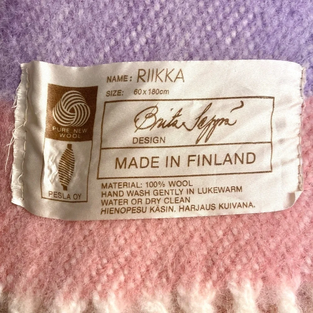 Vtg 1970s BRITA SEPPA Finland RIIKKA Wool Travel Blanket Scarf Shawl Wrap Throw